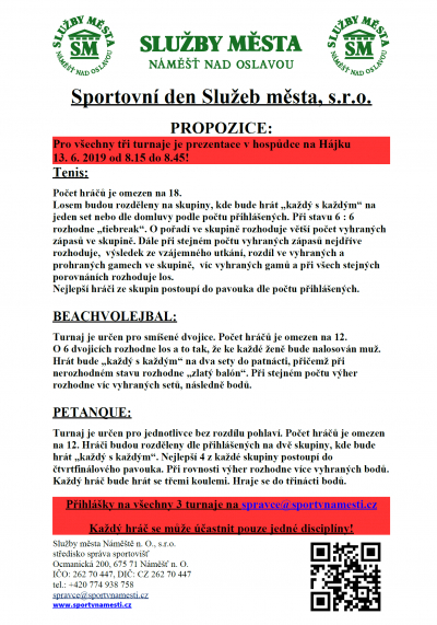 Sportovní den Služeb města Náměště n. O. 13.6.2020
